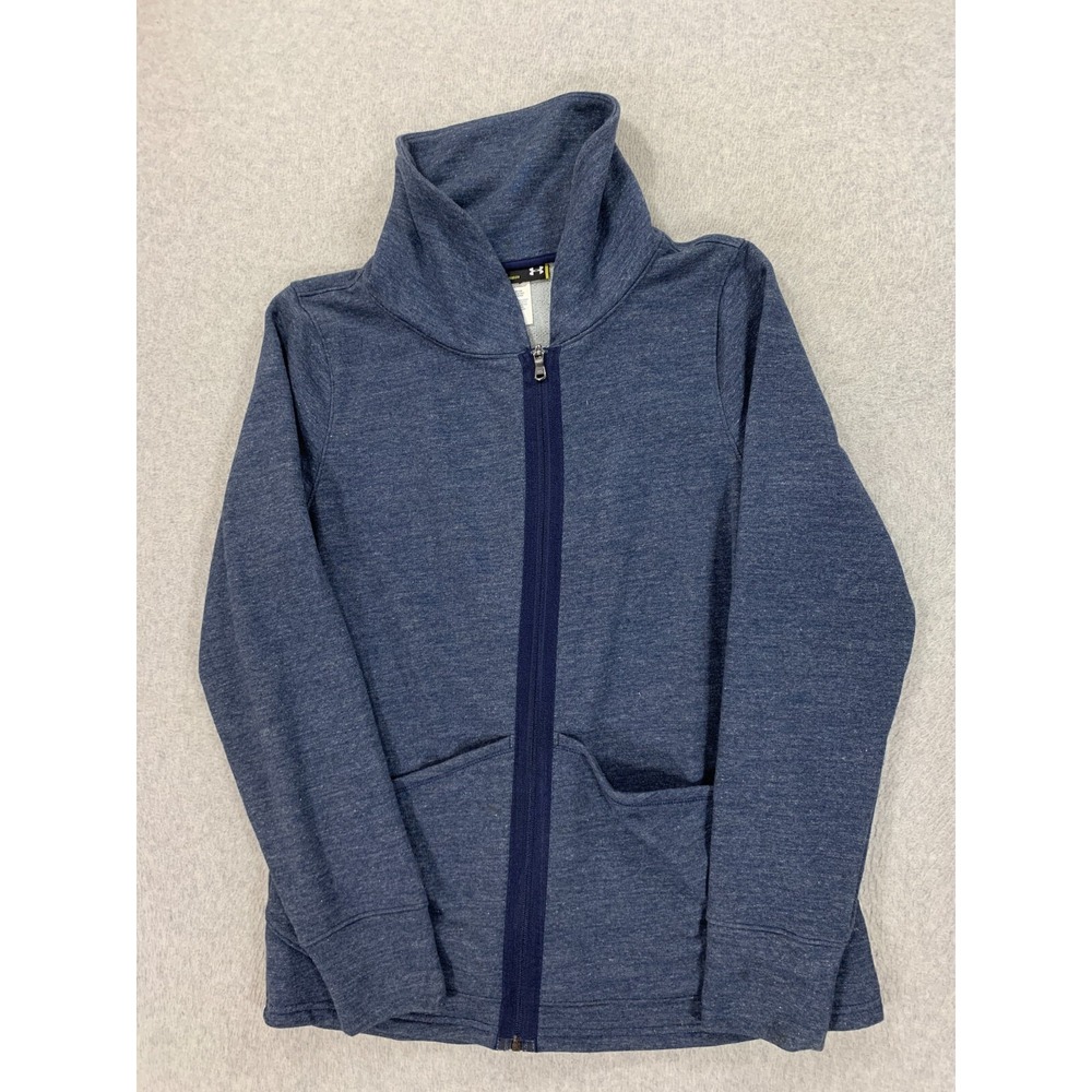 Under Armour Loose Fit Cotton Blend Full Zip Jacket (Women's Medium) Blue